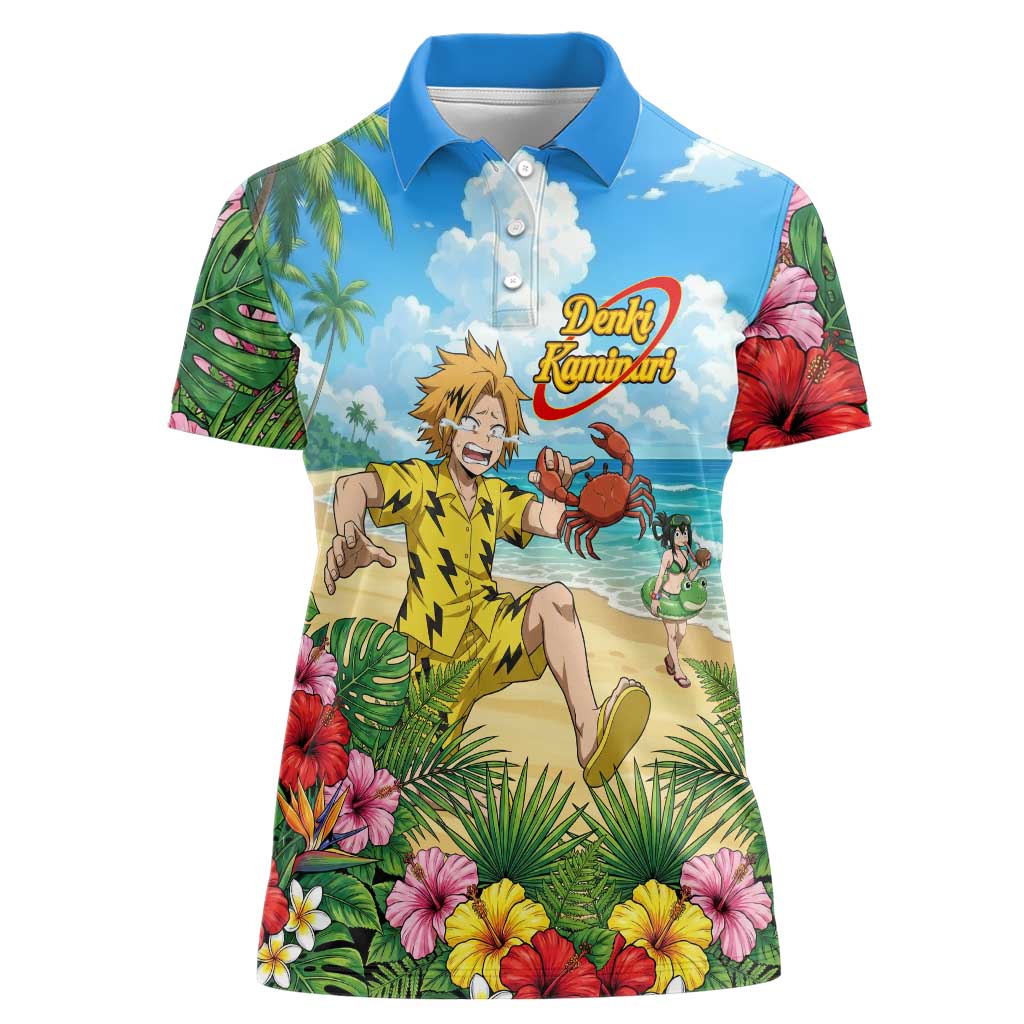 Denki Kaminari Summer Chill Women Polo Shirt Tropical Anime Comedy Scene
