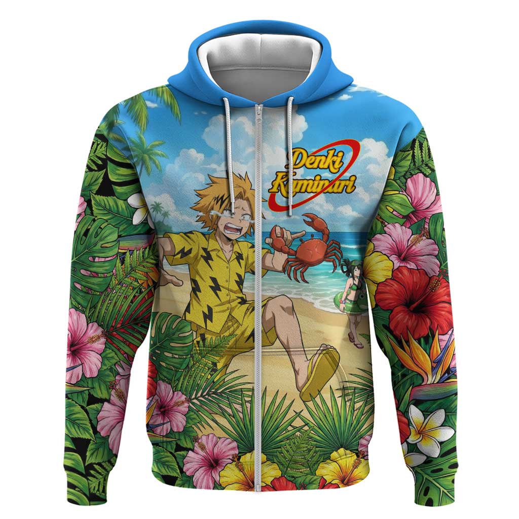 Denki Kaminari Summer Chill Zip Hoodie Tropical Anime Comedy Scene