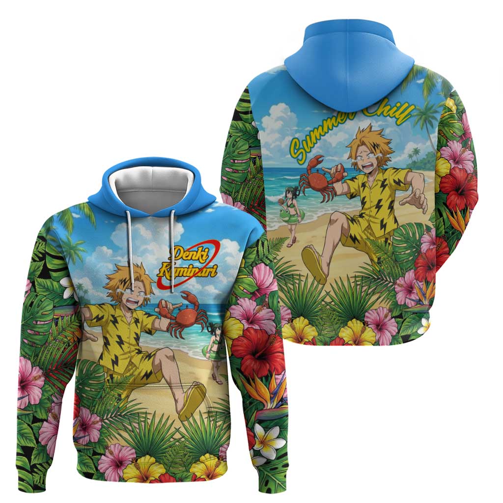 Denki Kaminari Summer Chill Zip Hoodie Tropical Anime Comedy Scene