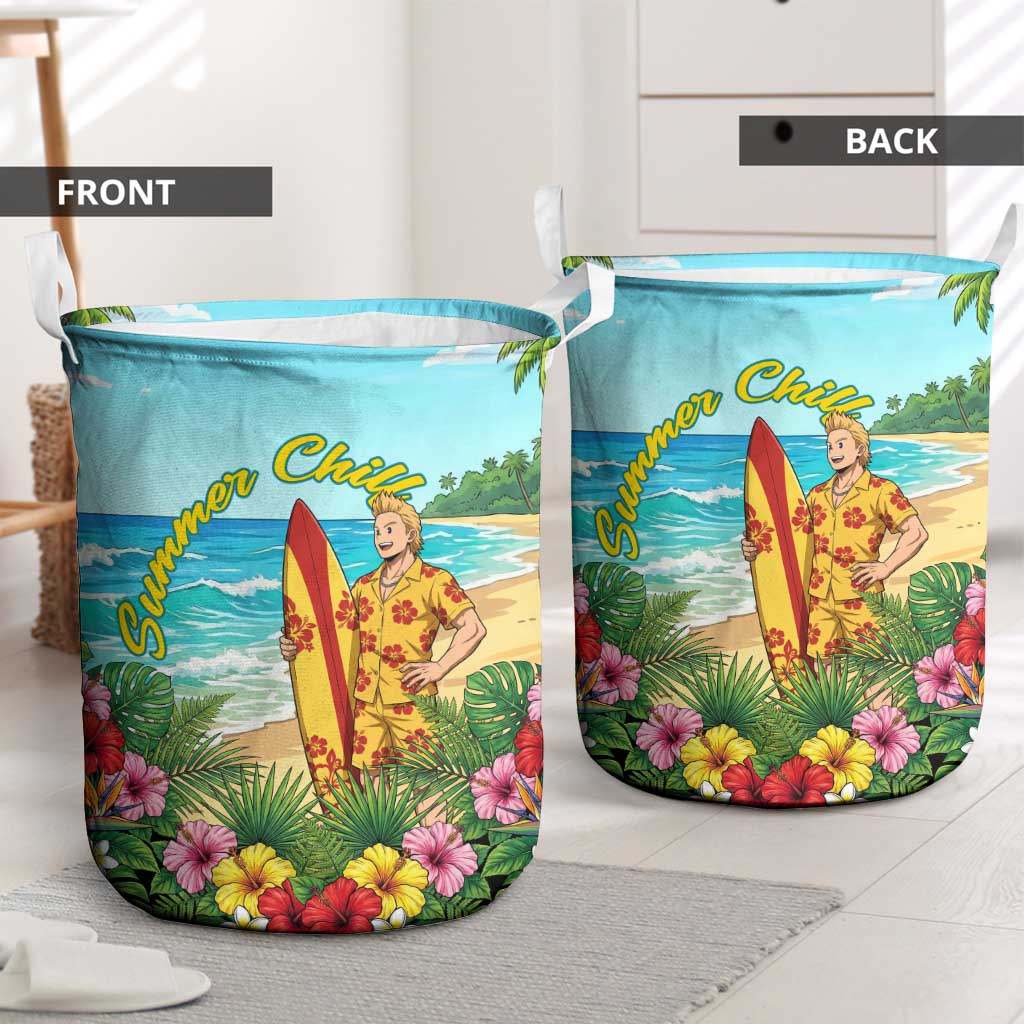 Mirio Togata Summer Chill Laundry Basket Tropical Anime Surf Scene