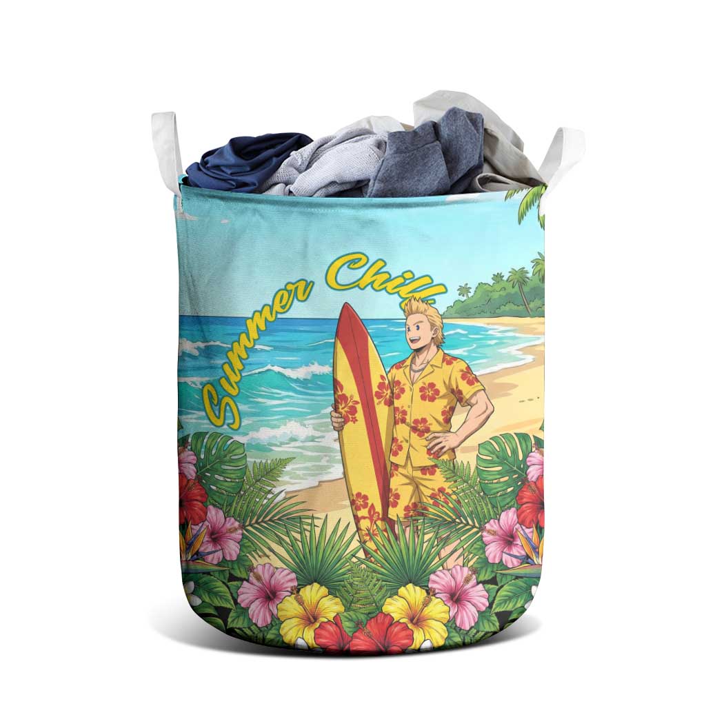 Mirio Togata Summer Chill Laundry Basket Tropical Anime Surf Scene