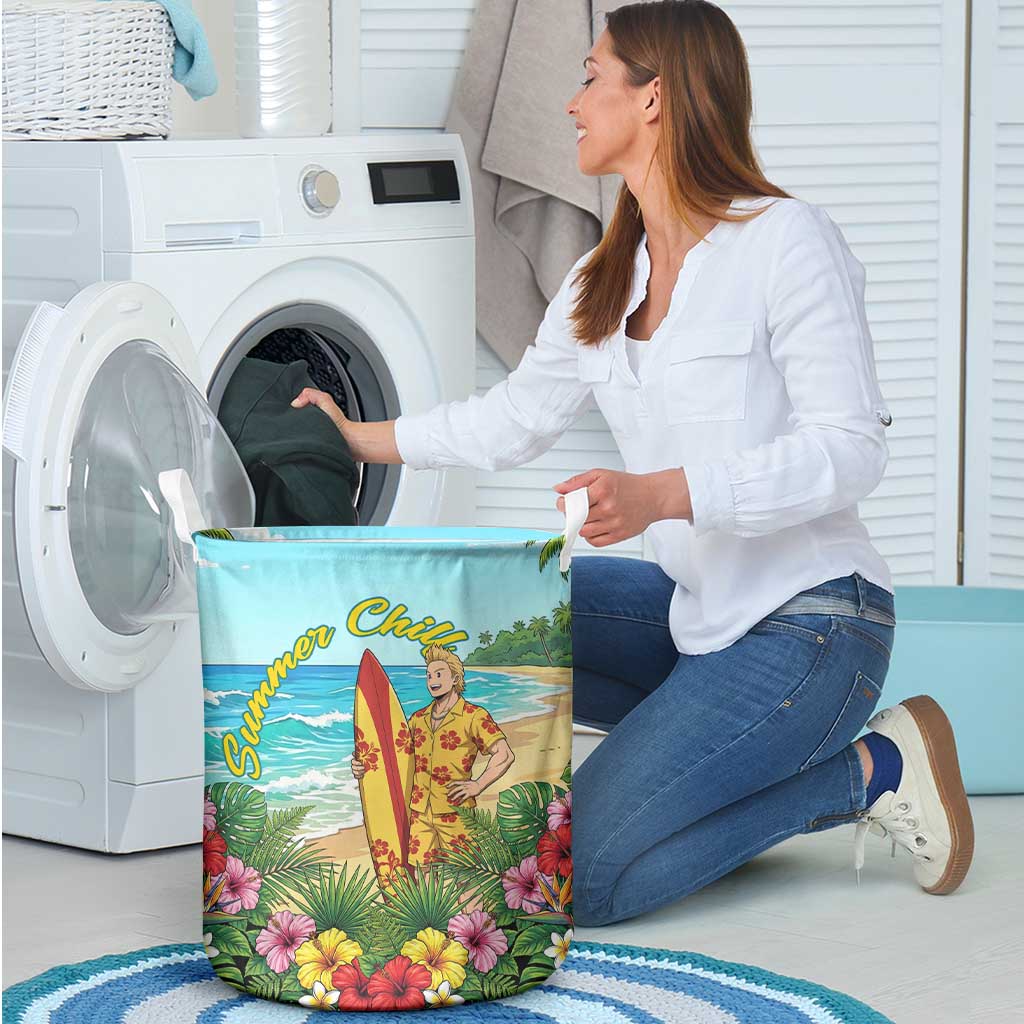 Mirio Togata Summer Chill Laundry Basket Tropical Anime Surf Scene