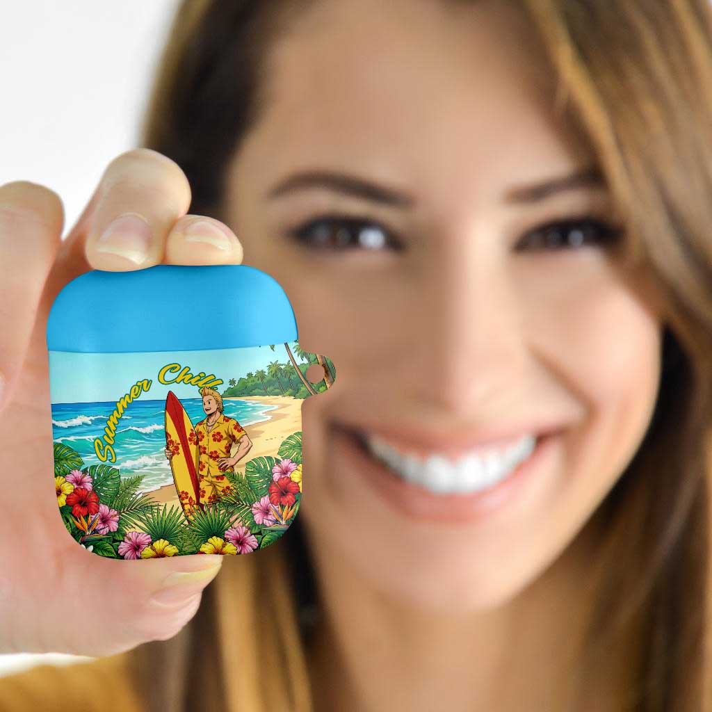 Mirio Togata Summer Chill AirPods Case Tropical Anime Surf Scene