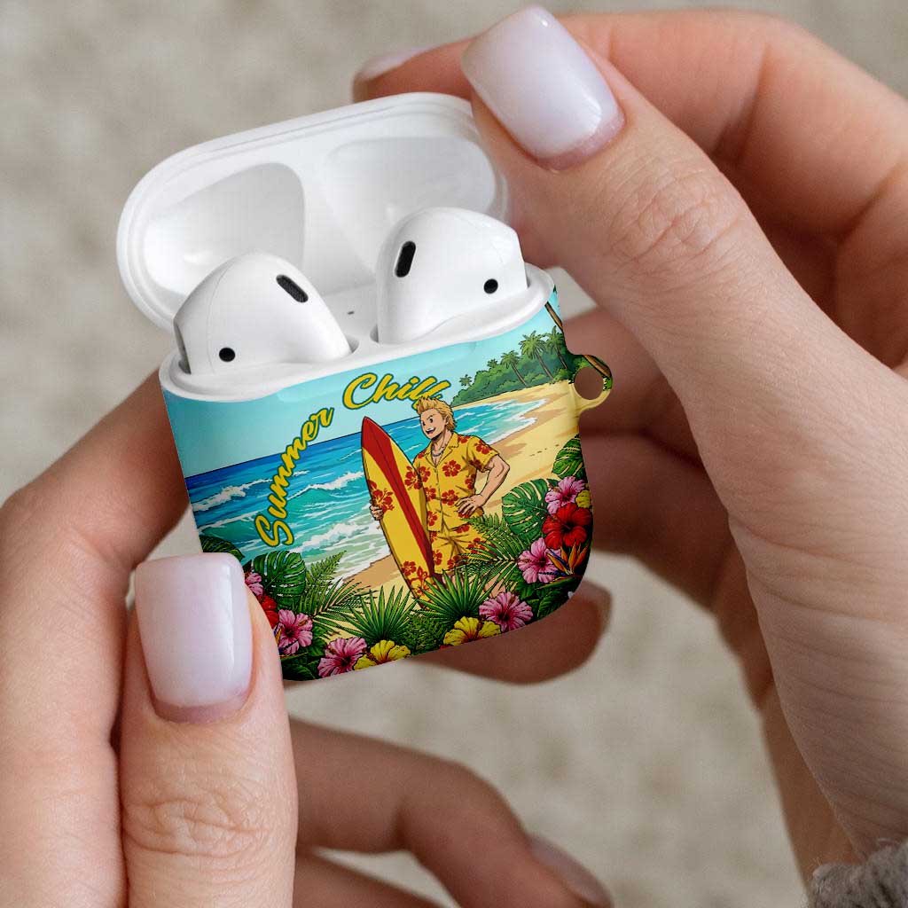Mirio Togata Summer Chill AirPods Case Tropical Anime Surf Scene