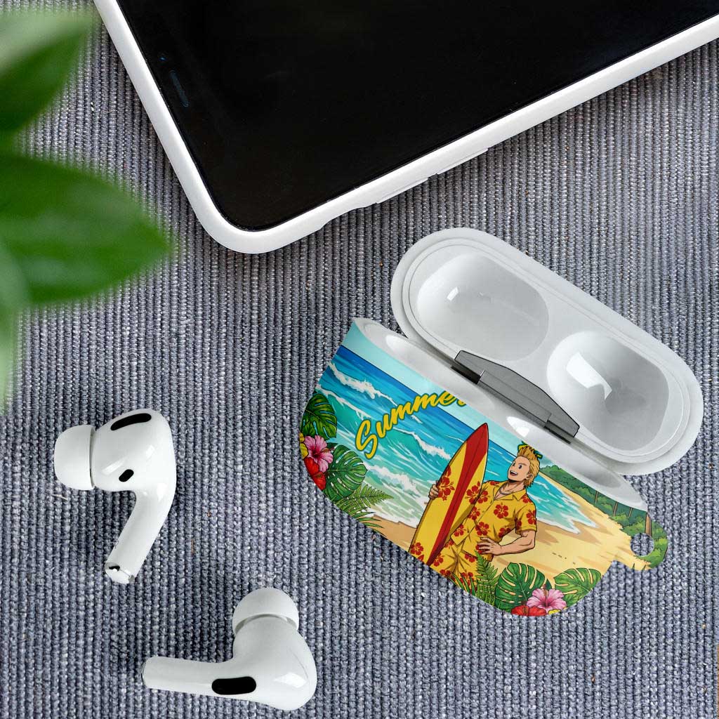 Mirio Togata Summer Chill AirPods Case Tropical Anime Surf Scene