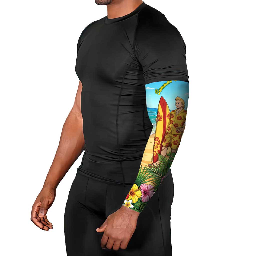 Mirio Togata Summer Chill Arm Sleeves Tropical Anime Surf Scene