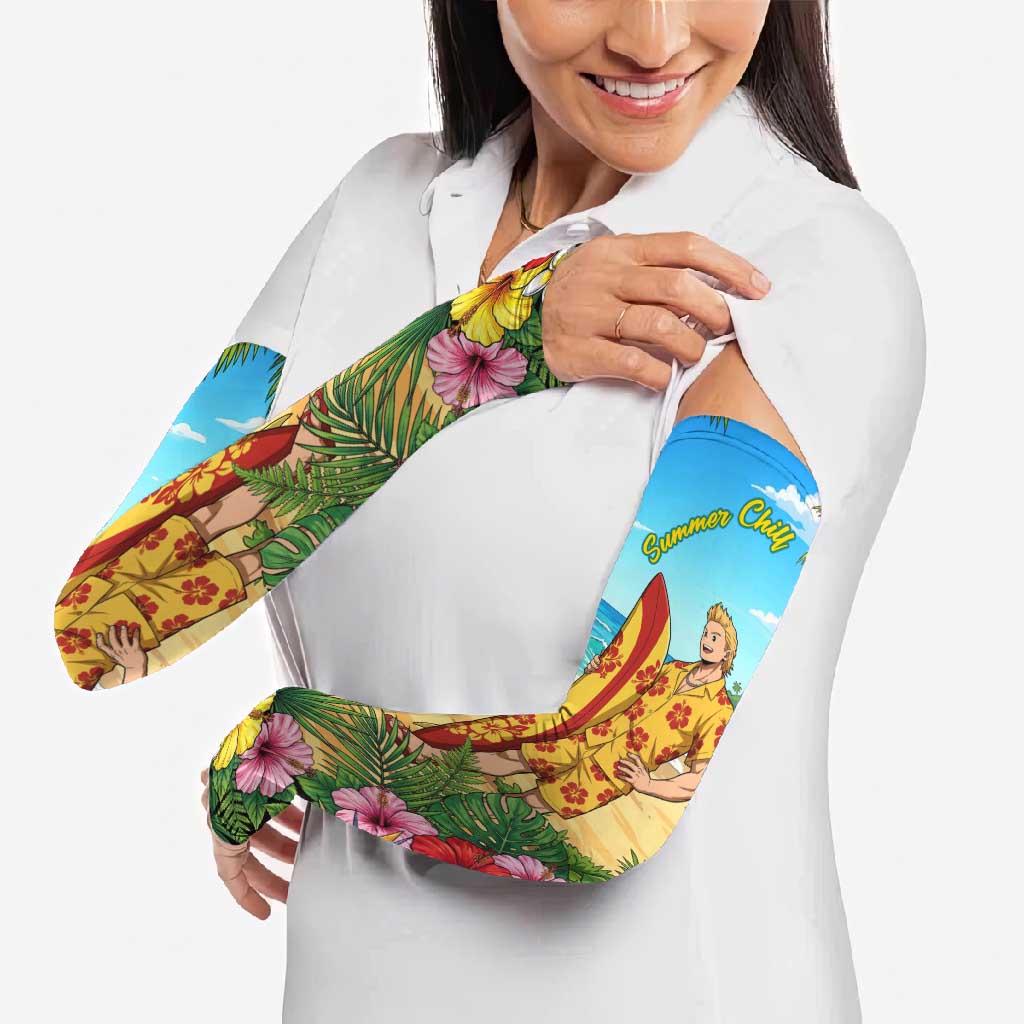 Mirio Togata Summer Chill Arm Sleeves Tropical Anime Surf Scene
