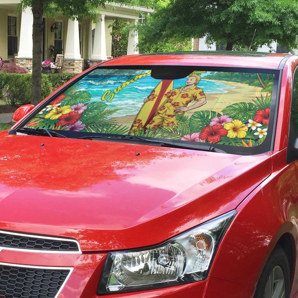 Mirio Togata Summer Chill Auto Sun Shade Tropical Anime Surf Scene