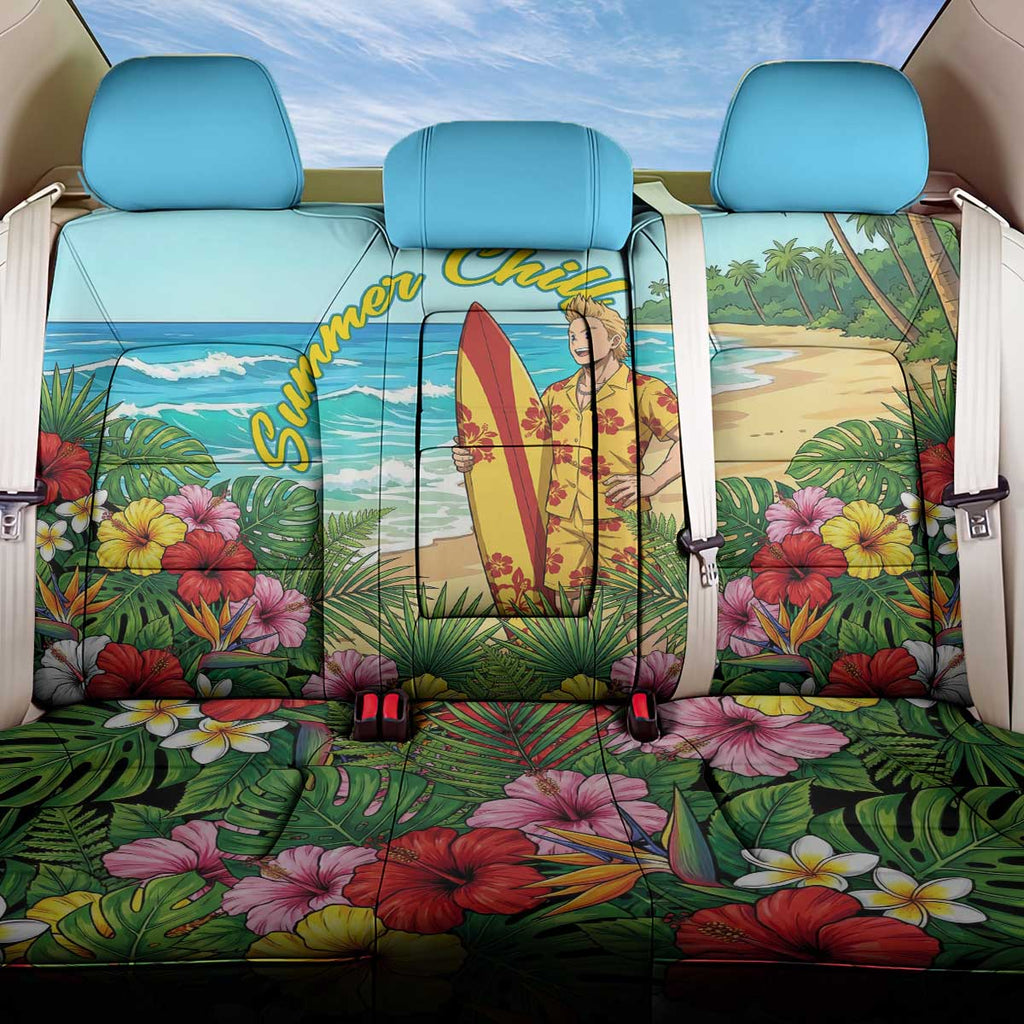 Mirio Togata Summer Chill Back Car Seat Cover Tropical Anime Surf Scene
