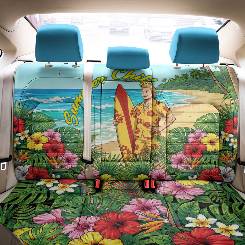 Mirio Togata Summer Chill Back Car Seat Cover Tropical Anime Surf Scene