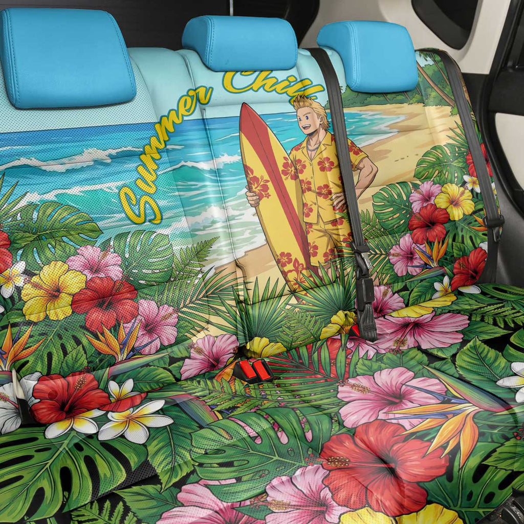 Mirio Togata Summer Chill Back Car Seat Cover Tropical Anime Surf Scene
