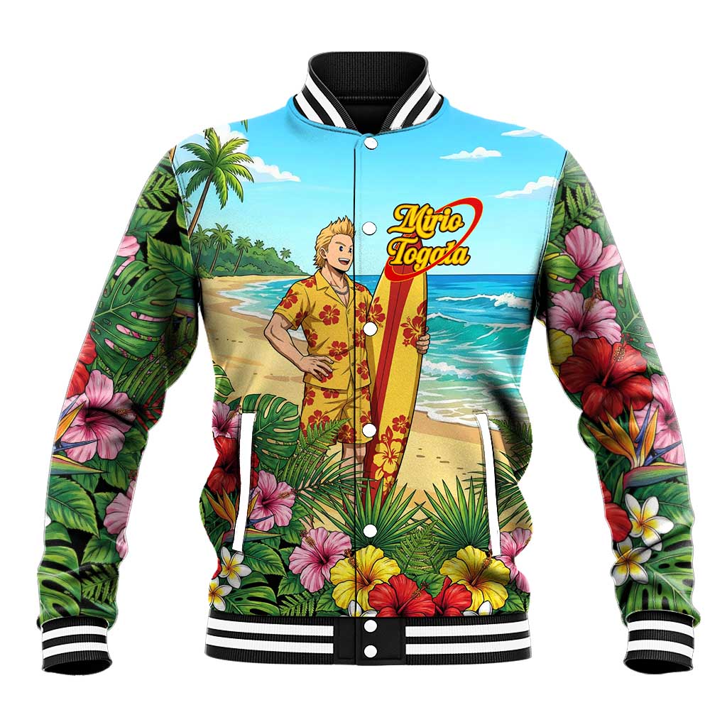 Mirio Togata Summer Chill Baseball Jacket Tropical Anime Surf Scene