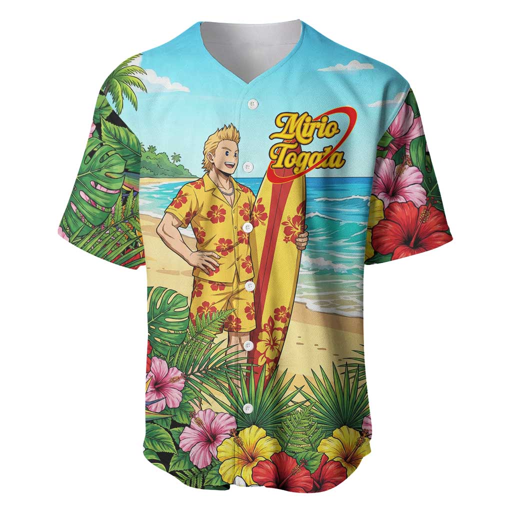 Mirio Togata Summer Chill Baseball Jersey Tropical Anime Surf Scene