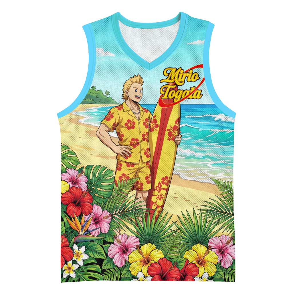 Mirio Togata Summer Chill Basketball Jersey Tropical Anime Surf Scene