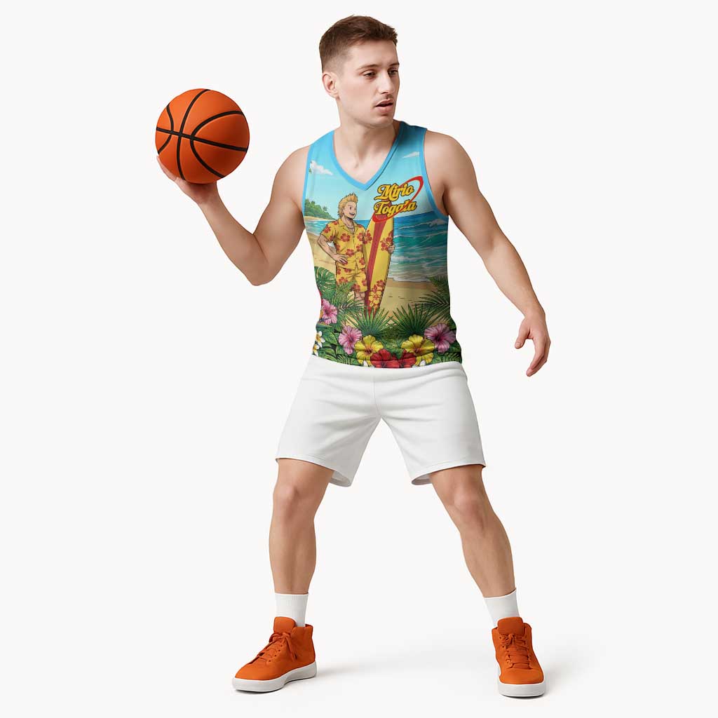 Mirio Togata Summer Chill Basketball Jersey Tropical Anime Surf Scene