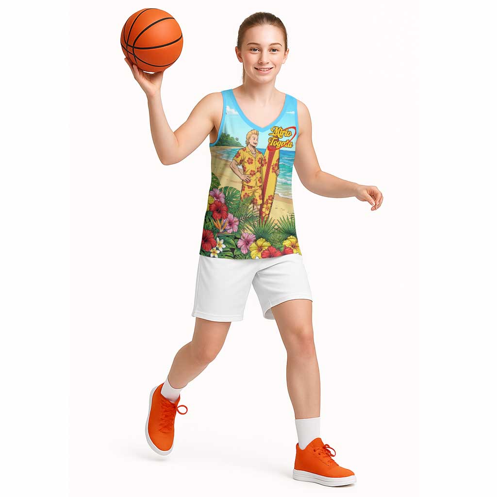 Mirio Togata Summer Chill Basketball Jersey Tropical Anime Surf Scene