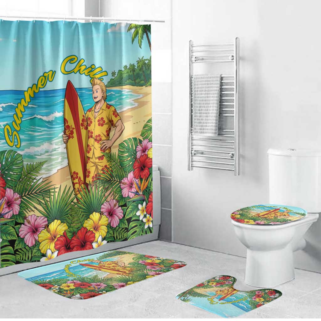 Mirio Togata Summer Chill Bathroom Set Tropical Anime Surf Scene