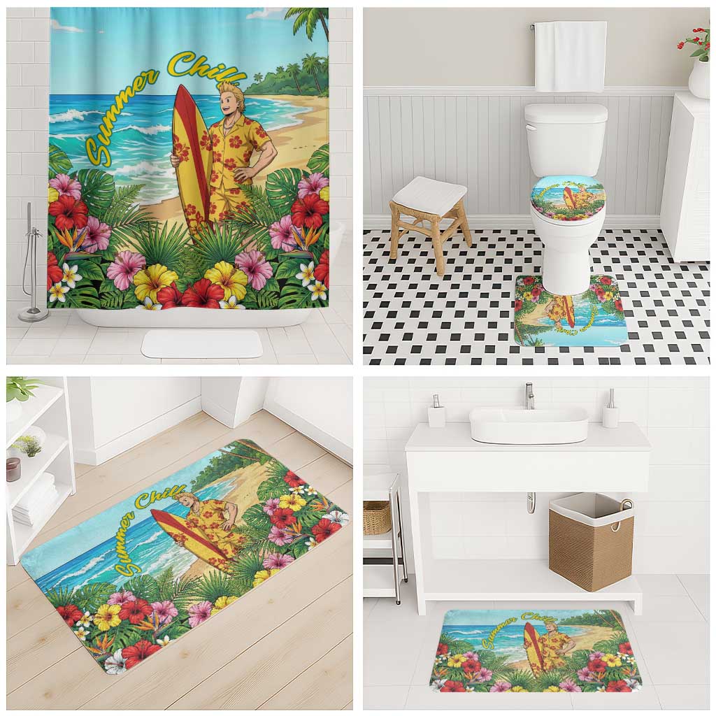Mirio Togata Summer Chill Bathroom Set Tropical Anime Surf Scene
