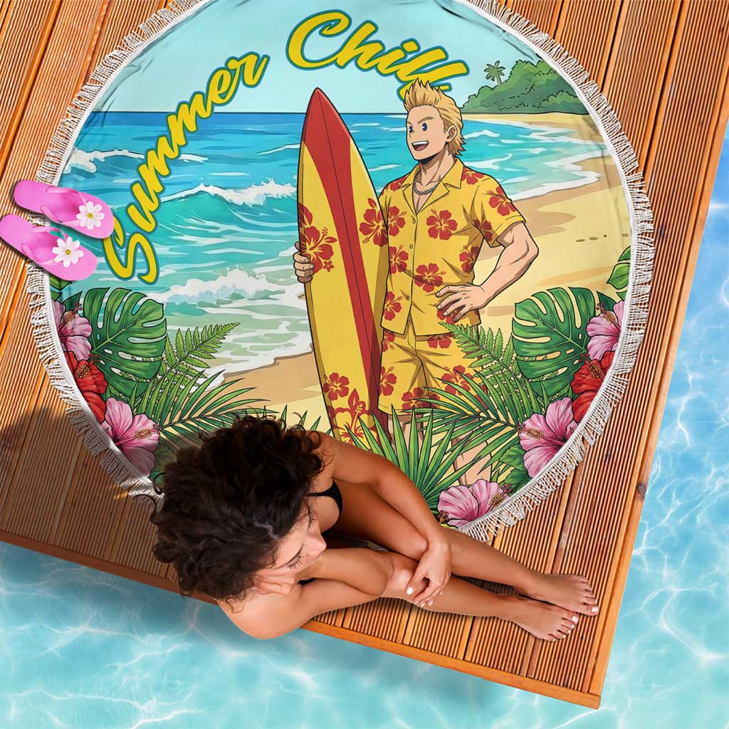 Mirio Togata Summer Chill Beach Blanket Tropical Anime Surf Scene
