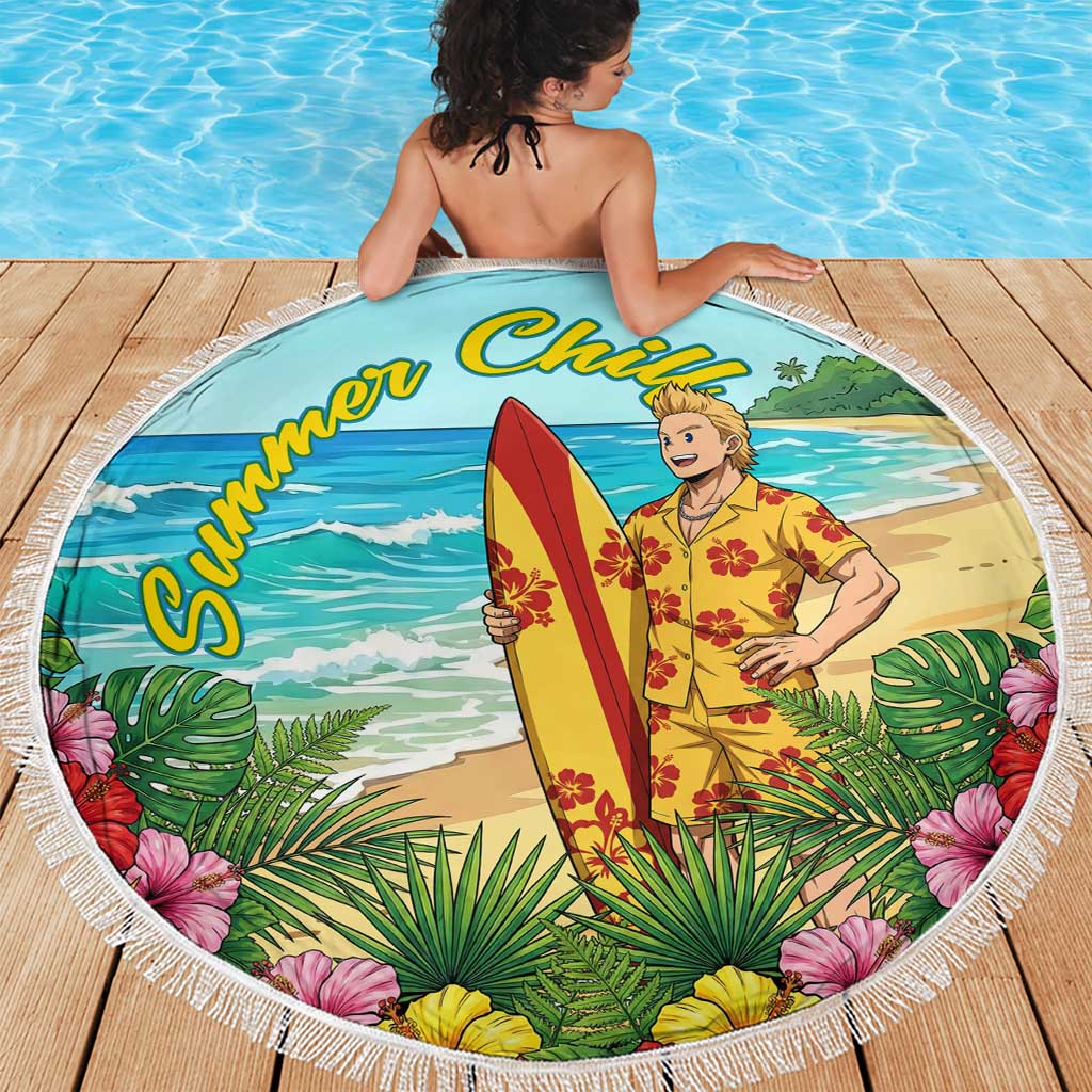 Mirio Togata Summer Chill Beach Blanket Tropical Anime Surf Scene