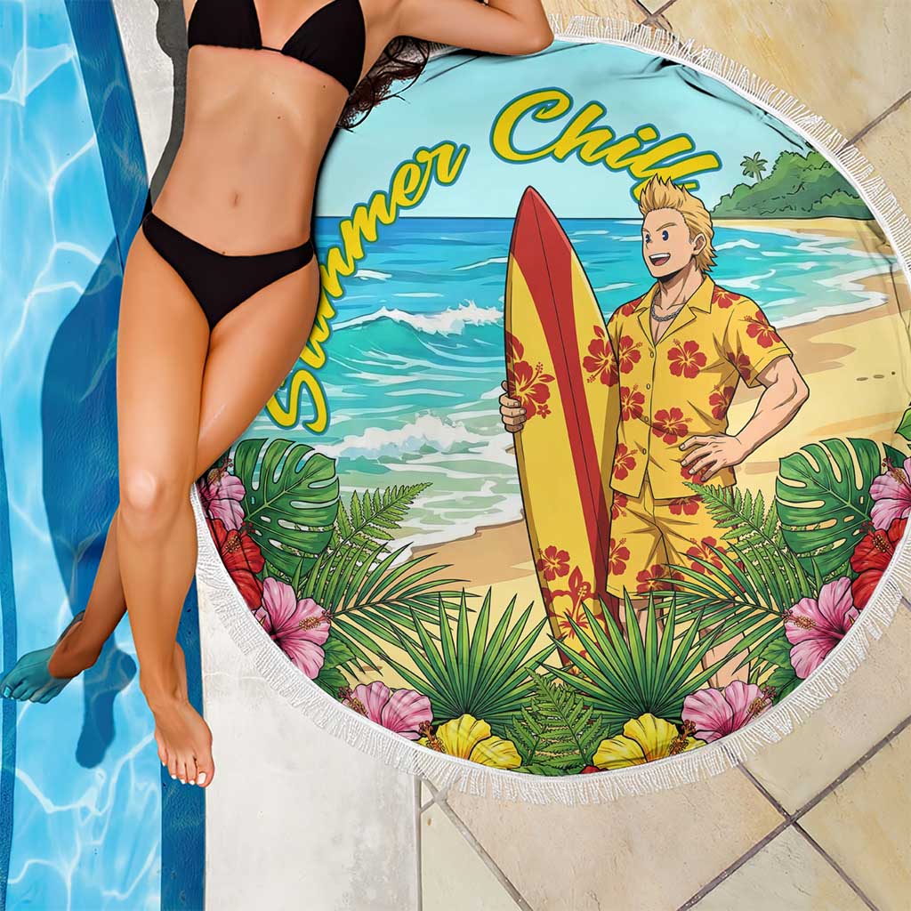 Mirio Togata Summer Chill Beach Blanket Tropical Anime Surf Scene