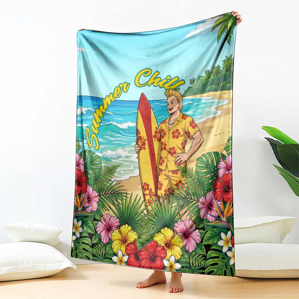 Mirio Togata Summer Chill Blanket Tropical Anime Surf Scene