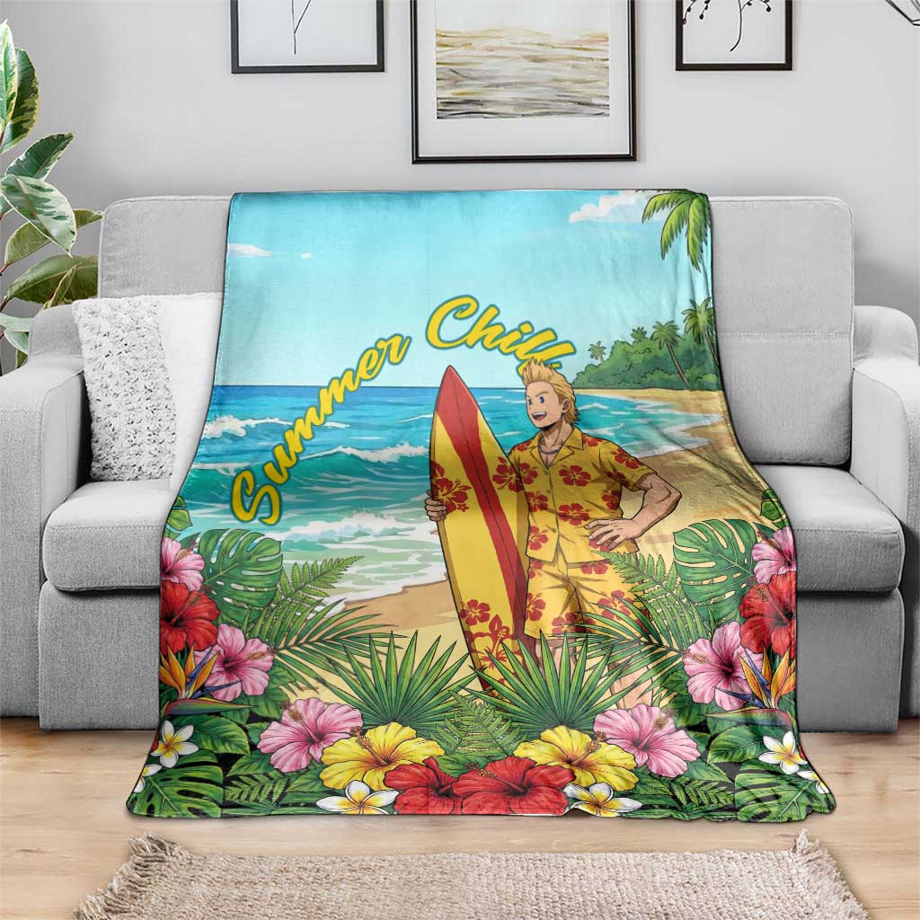 Mirio Togata Summer Chill Blanket Tropical Anime Surf Scene