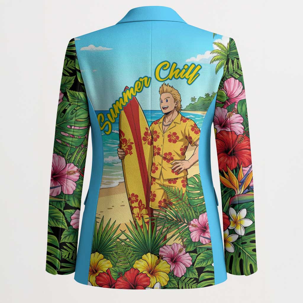 Mirio Togata Summer Chill Blazer Tropical Anime Surf Scene