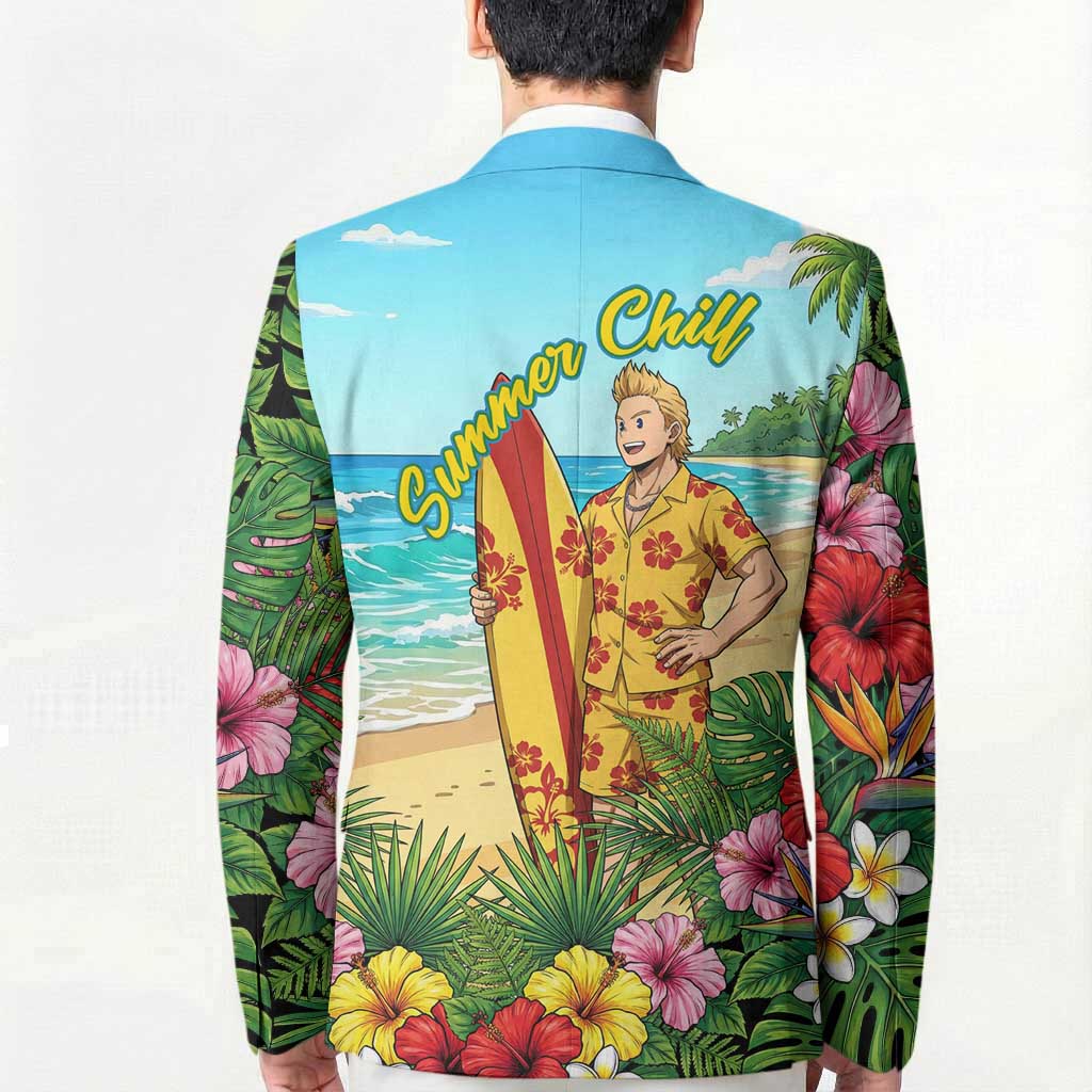 Mirio Togata Summer Chill Blazer Tropical Anime Surf Scene