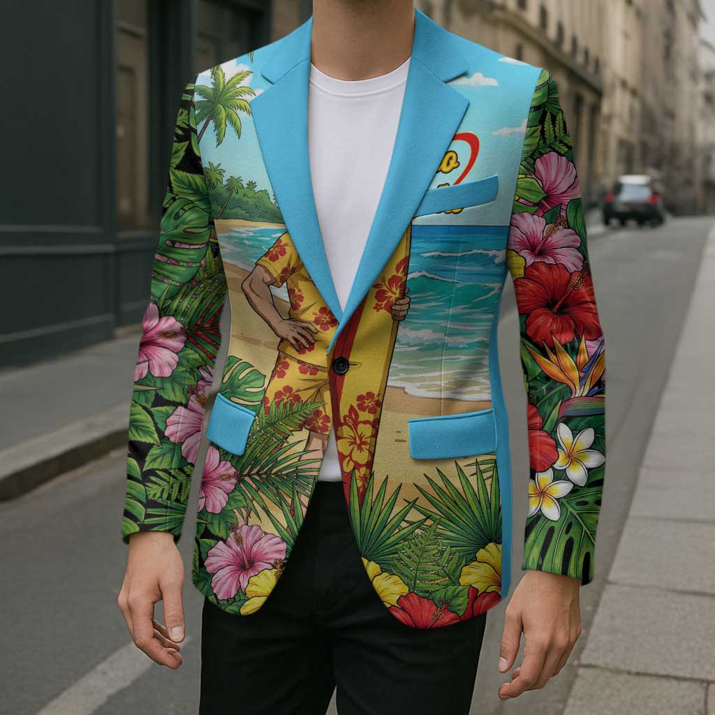 Mirio Togata Summer Chill Blazer Tropical Anime Surf Scene