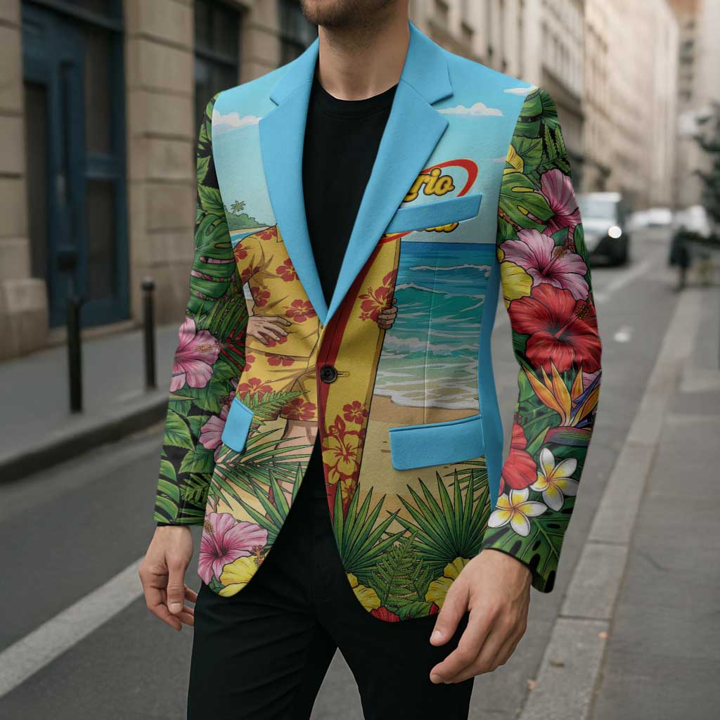 Mirio Togata Summer Chill Blazer Tropical Anime Surf Scene