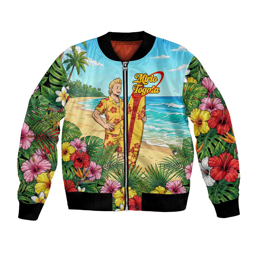 Mirio Togata Summer Chill Bomber Jacket Tropical Anime Surf Scene