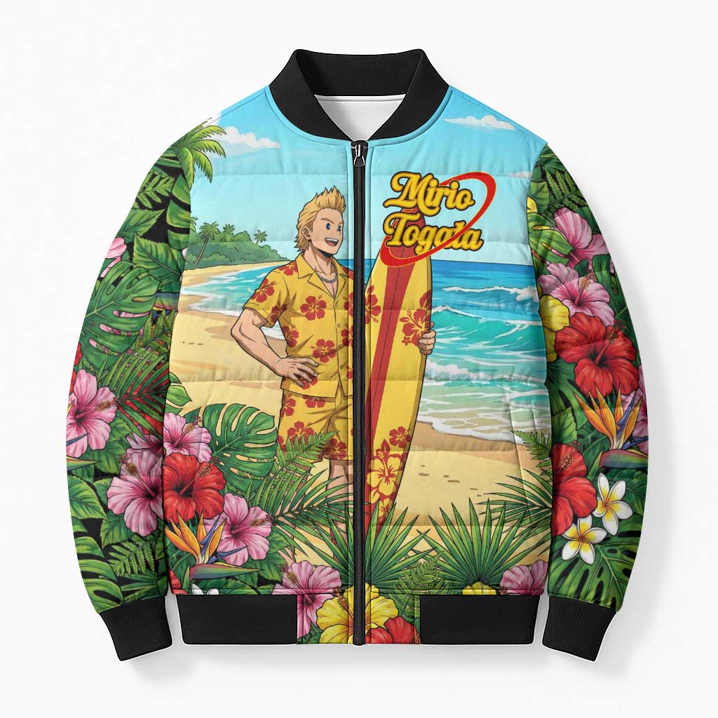 Mirio Togata Summer Chill Bomber Puffer Jacket Tropical Anime Surf Scene