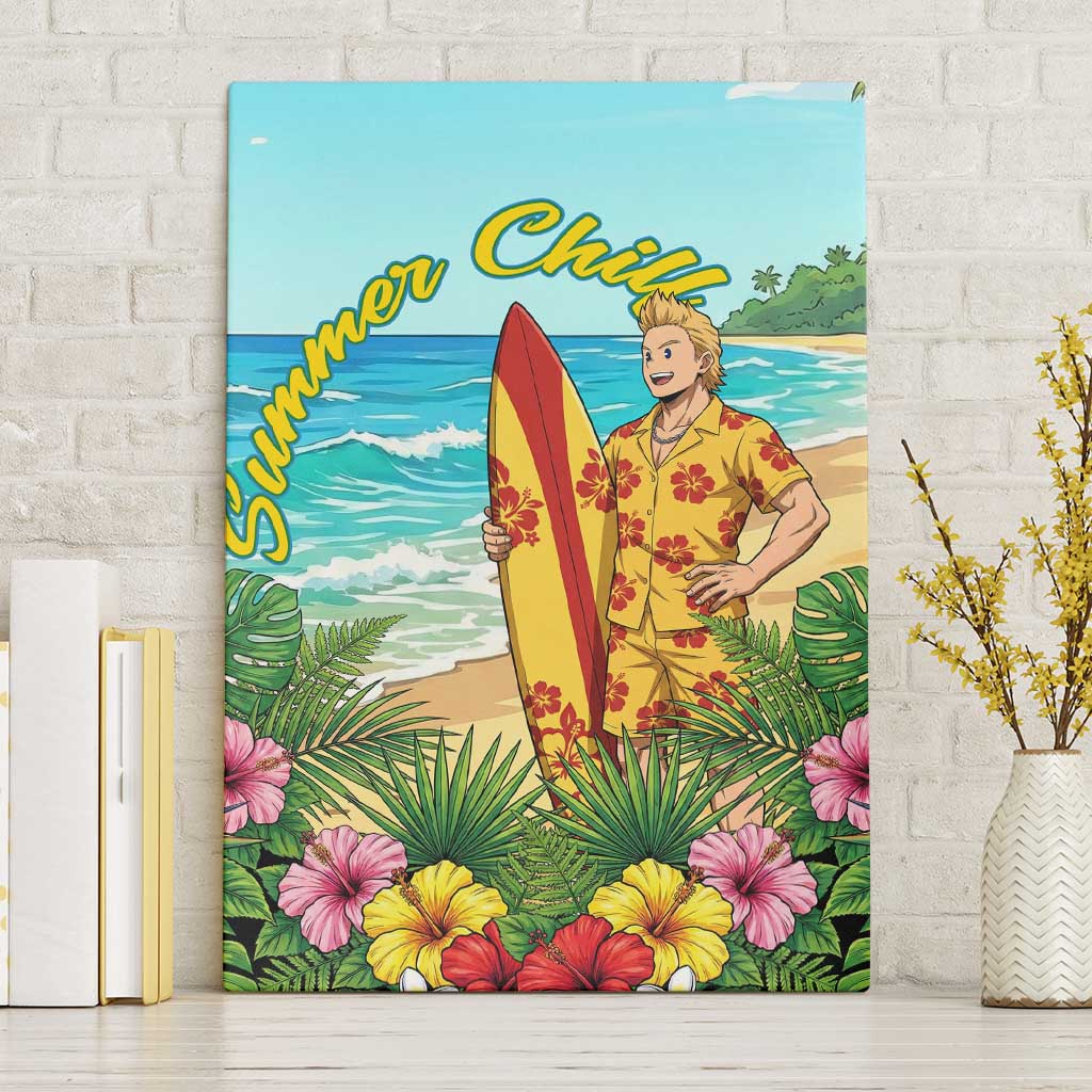 Mirio Togata Summer Chill Canvas Wall Art Tropical Anime Surf Scene