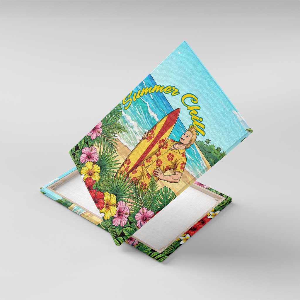 Mirio Togata Summer Chill Canvas Wall Art Tropical Anime Surf Scene