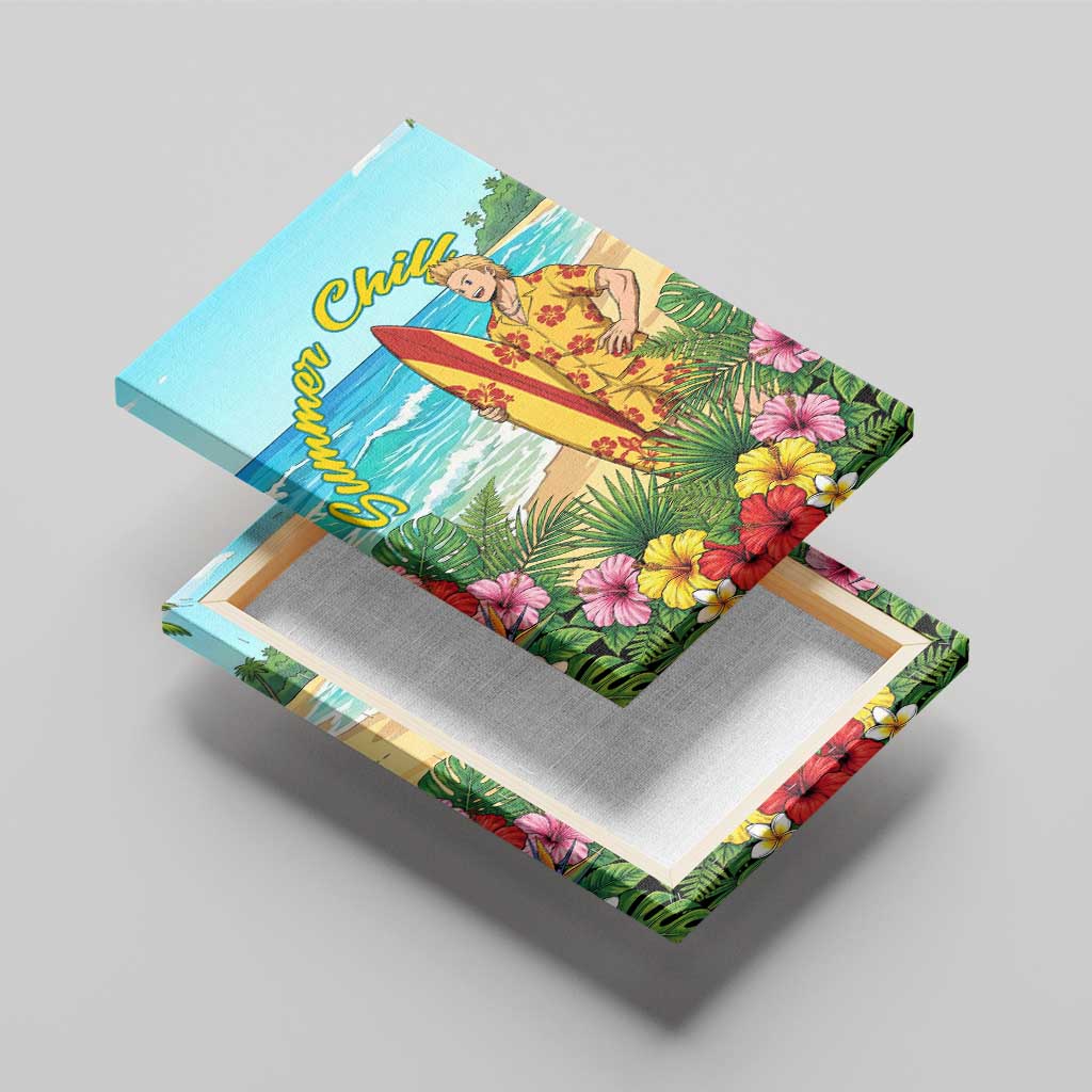 Mirio Togata Summer Chill Canvas Wall Art Tropical Anime Surf Scene