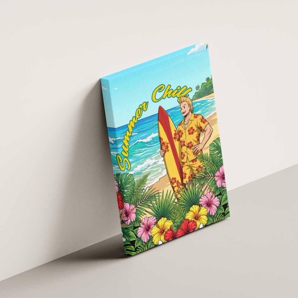 Mirio Togata Summer Chill Canvas Wall Art Tropical Anime Surf Scene