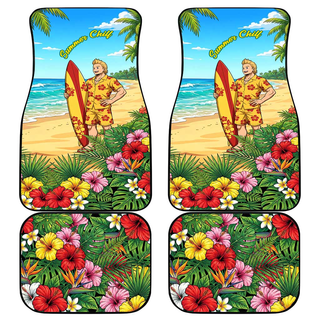 Mirio Togata Summer Chill Car Mats Tropical Anime Surf Scene