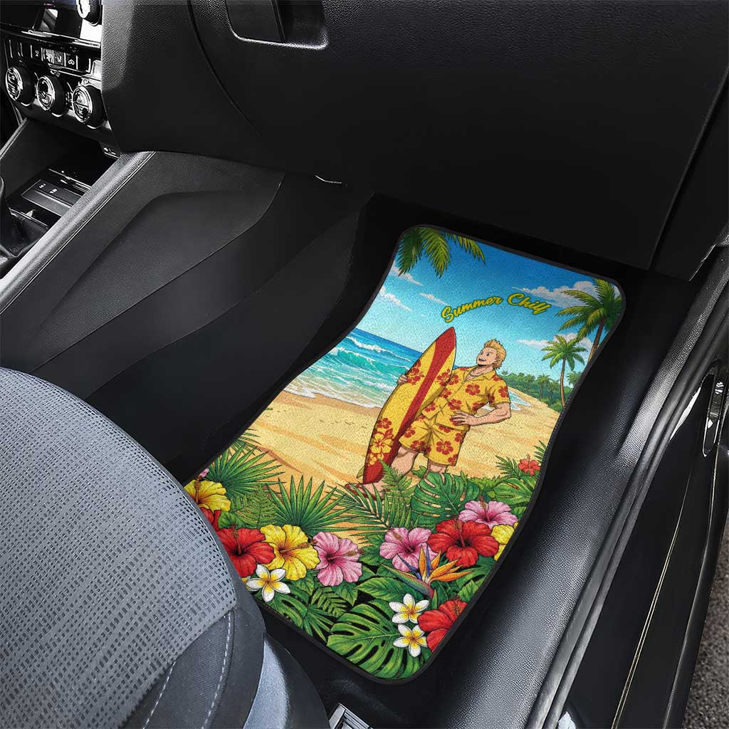 Mirio Togata Summer Chill Car Mats Tropical Anime Surf Scene