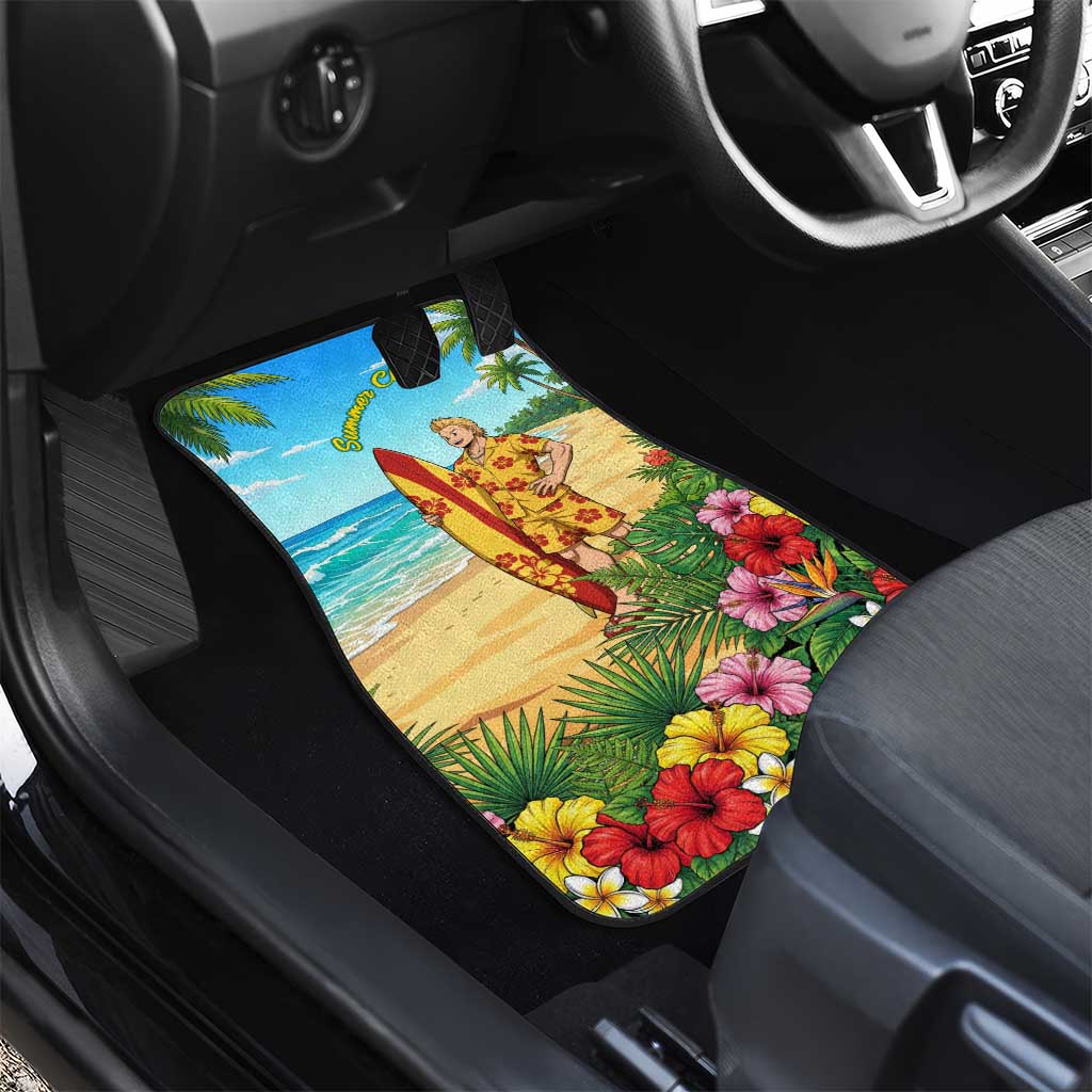 Mirio Togata Summer Chill Car Mats Tropical Anime Surf Scene