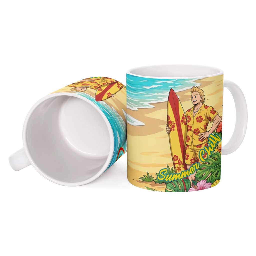 Mirio Togata Summer Chill Ceramic Mug Tropical Anime Surf Scene