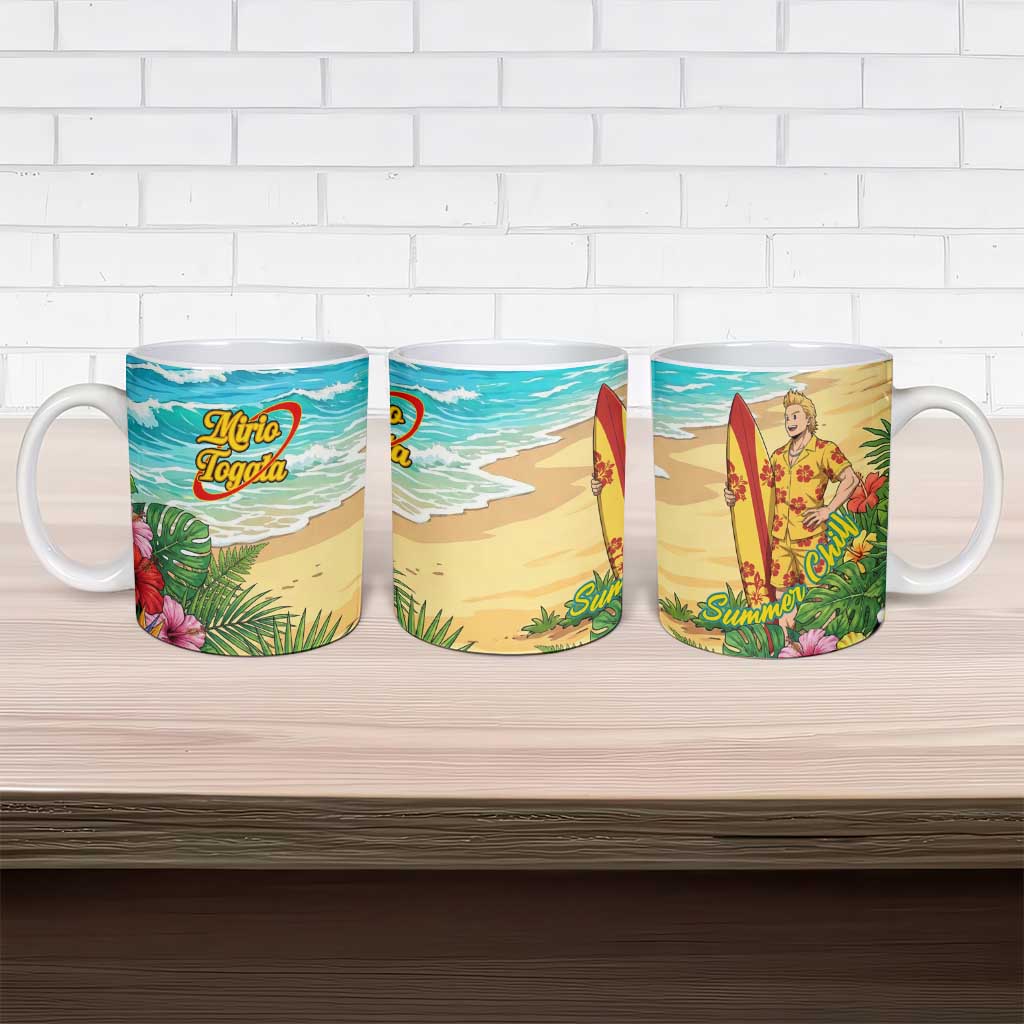 Mirio Togata Summer Chill Ceramic Mug Tropical Anime Surf Scene