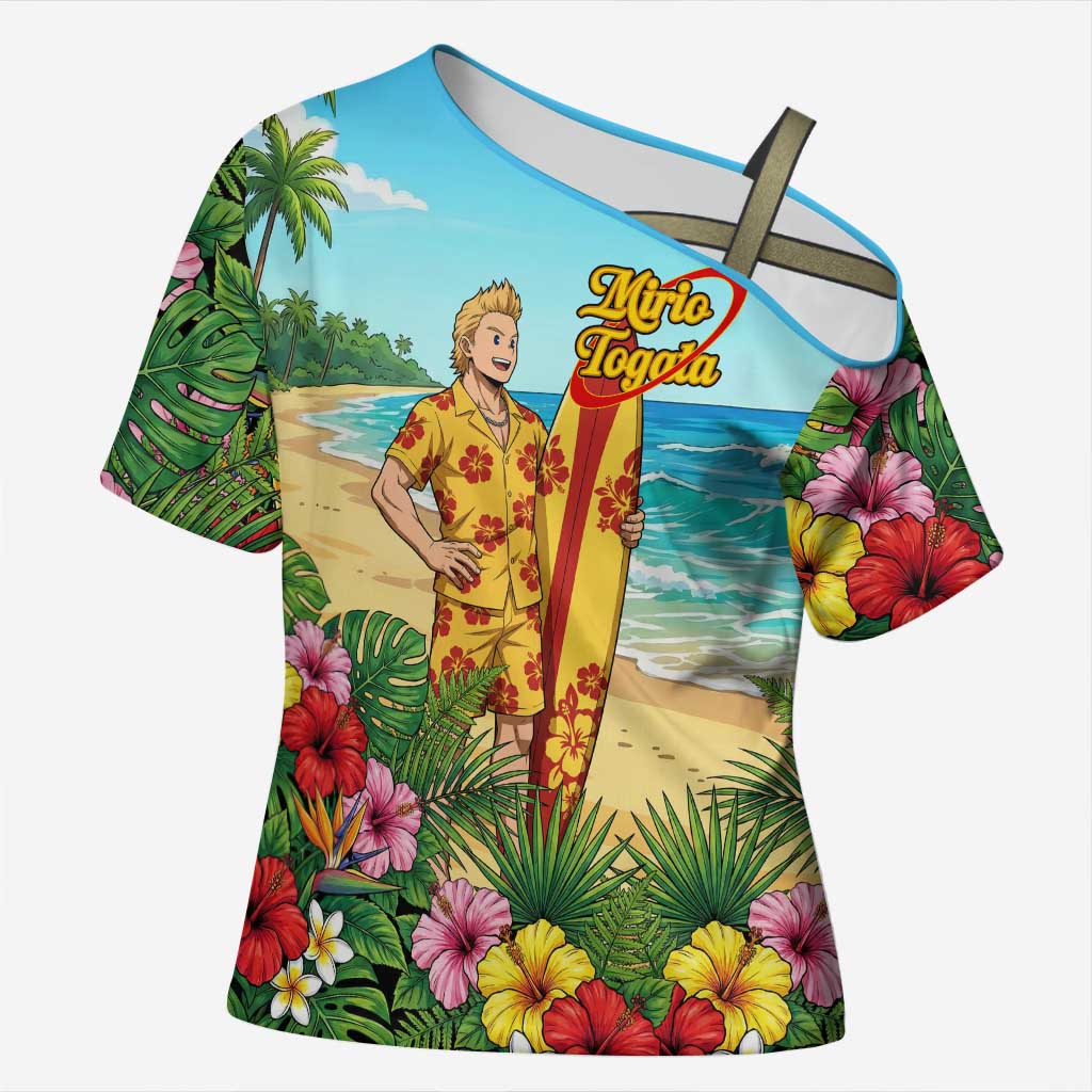 Mirio Togata Summer Chill Cross Shoulder Shirt Tropical Anime Surf Scene