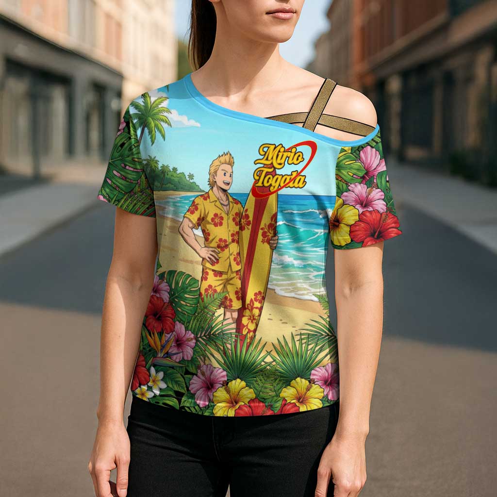 Mirio Togata Summer Chill Cross Shoulder Shirt Tropical Anime Surf Scene
