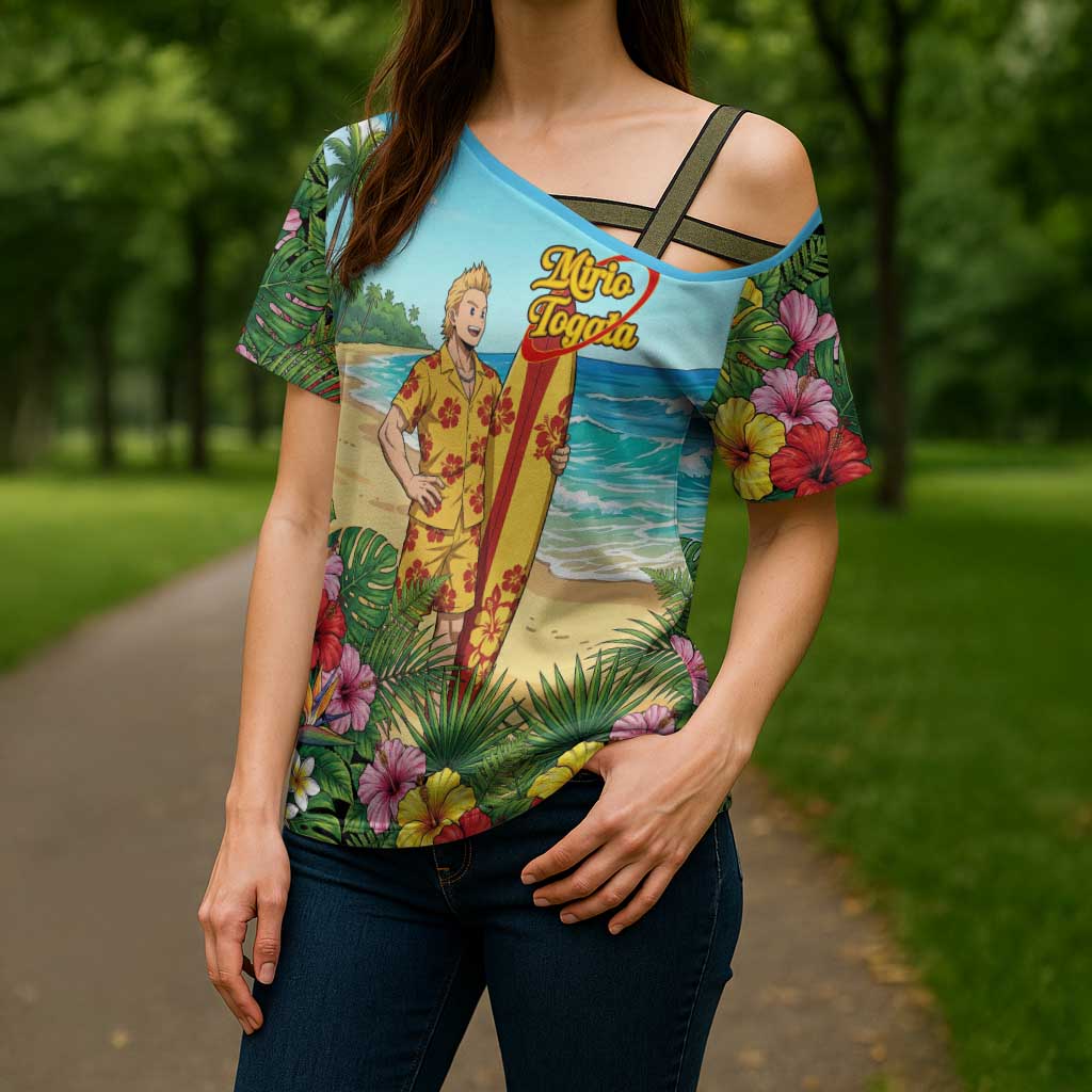 Mirio Togata Summer Chill Cross Shoulder Shirt Tropical Anime Surf Scene