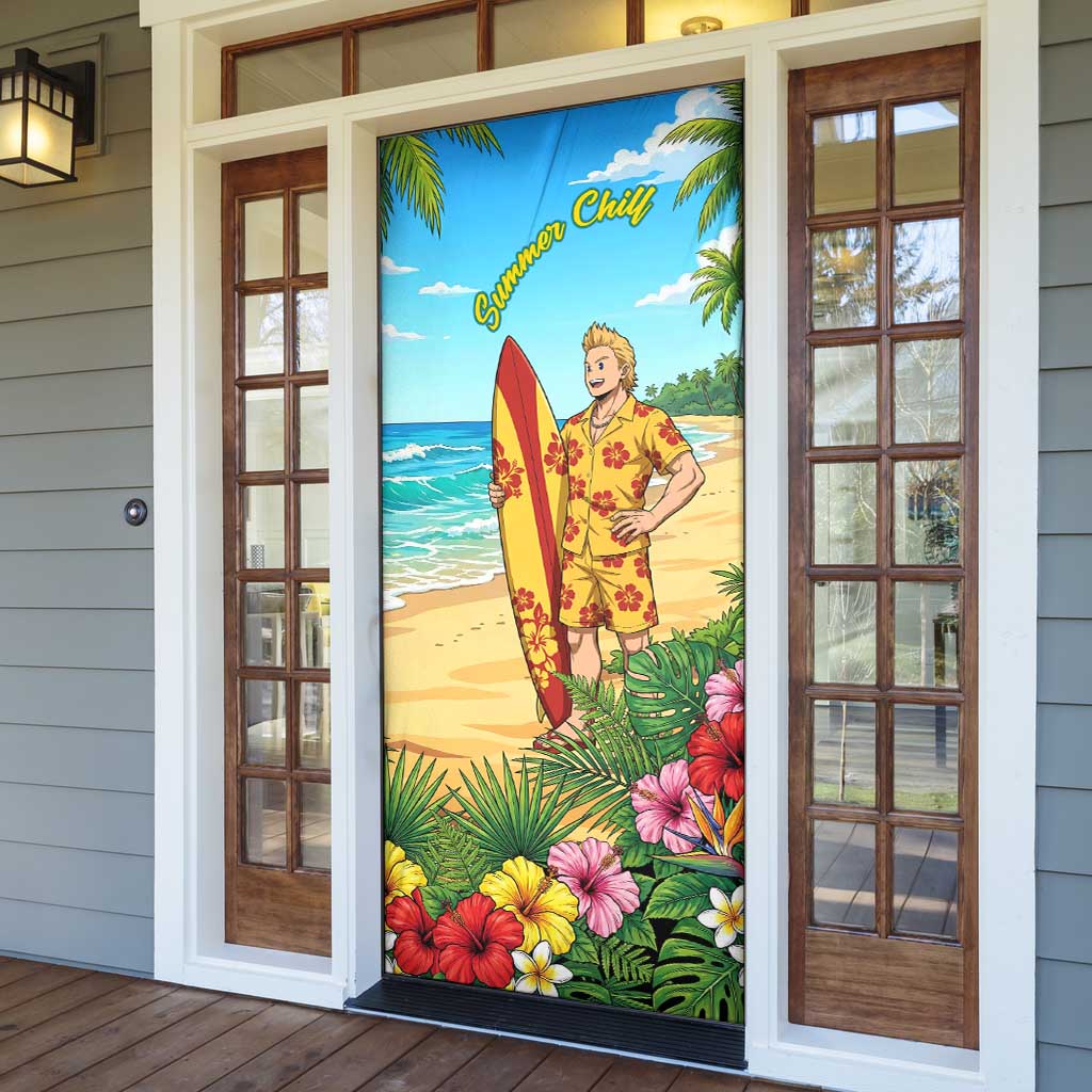 Mirio Togata Summer Chill Door Cover Tropical Anime Surf Scene