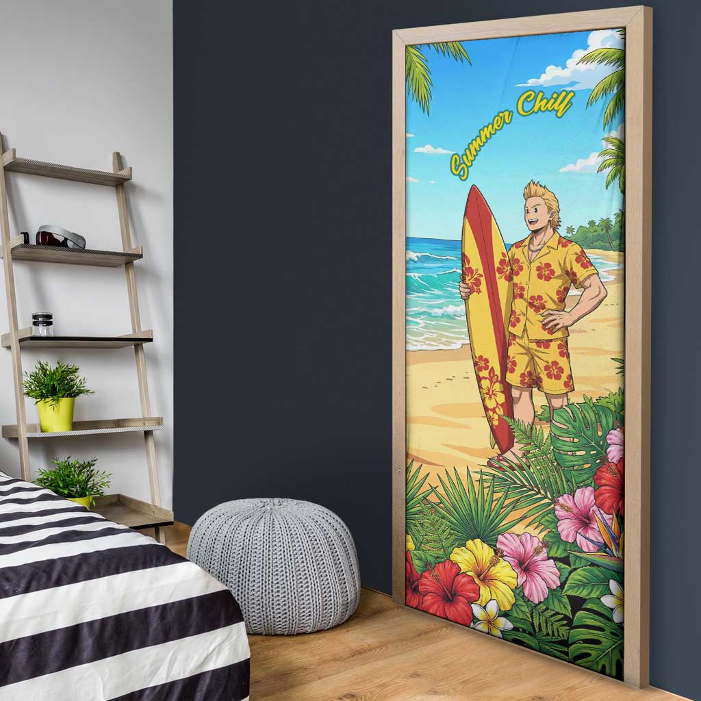 Mirio Togata Summer Chill Door Cover Tropical Anime Surf Scene