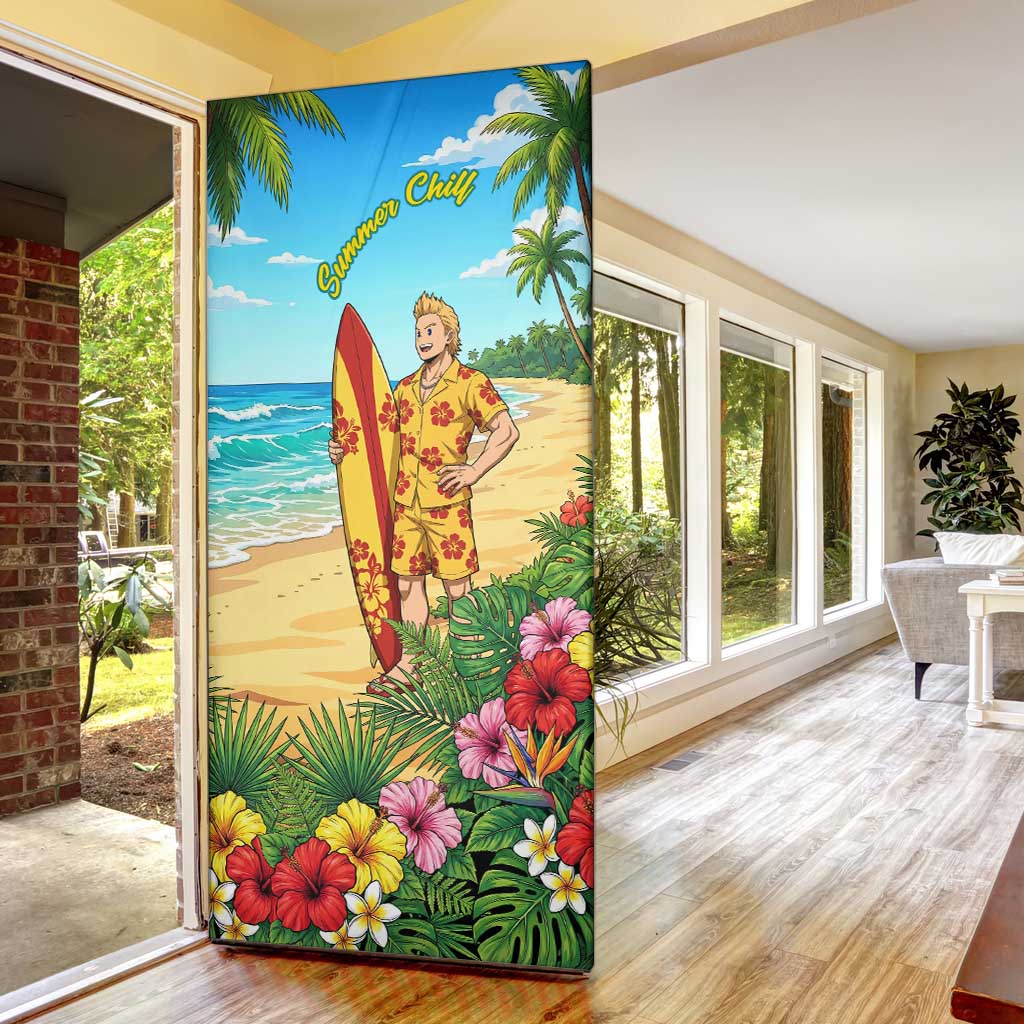 Mirio Togata Summer Chill Door Cover Tropical Anime Surf Scene