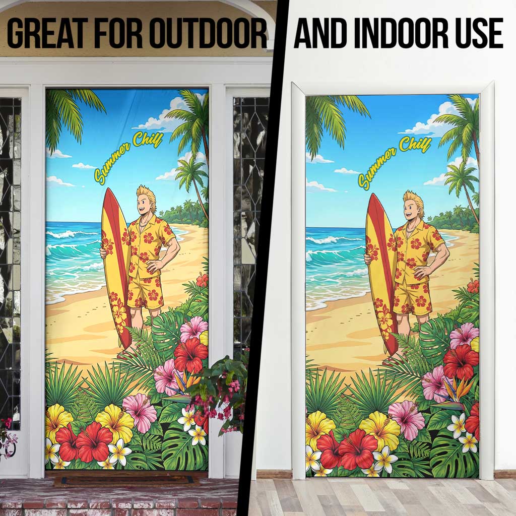 Mirio Togata Summer Chill Door Cover Tropical Anime Surf Scene