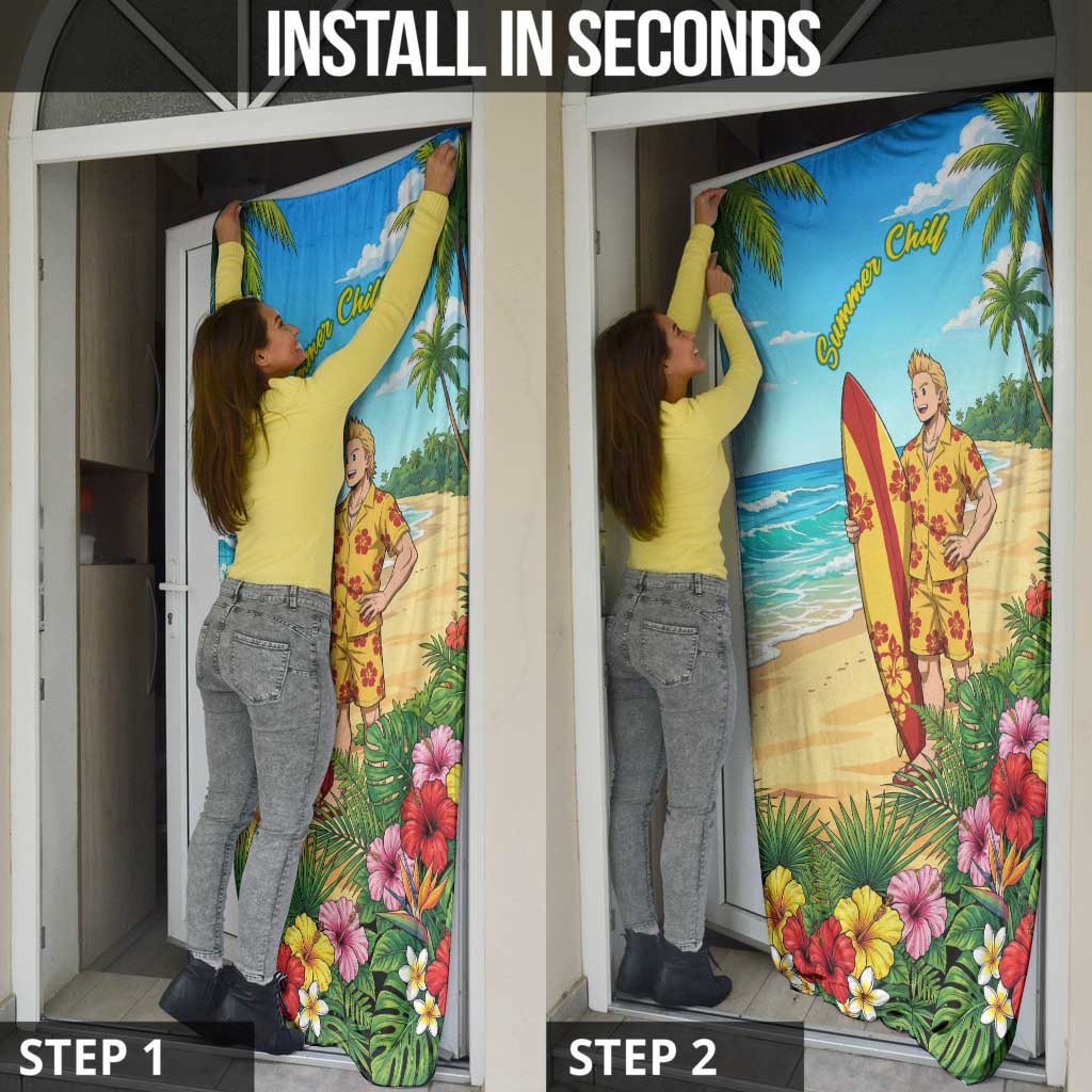 Mirio Togata Summer Chill Door Cover Tropical Anime Surf Scene